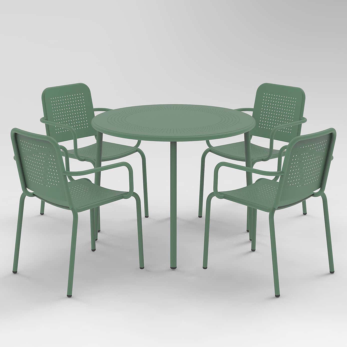 Porto 4 Seater Round Dining Set with Stacking Chairs