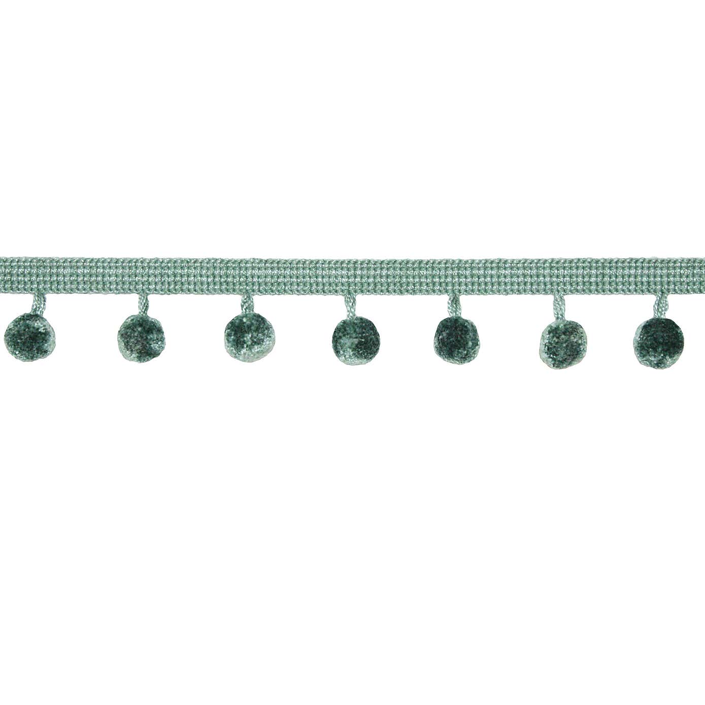 Chenille Pom Pom Fringe Teal Trim