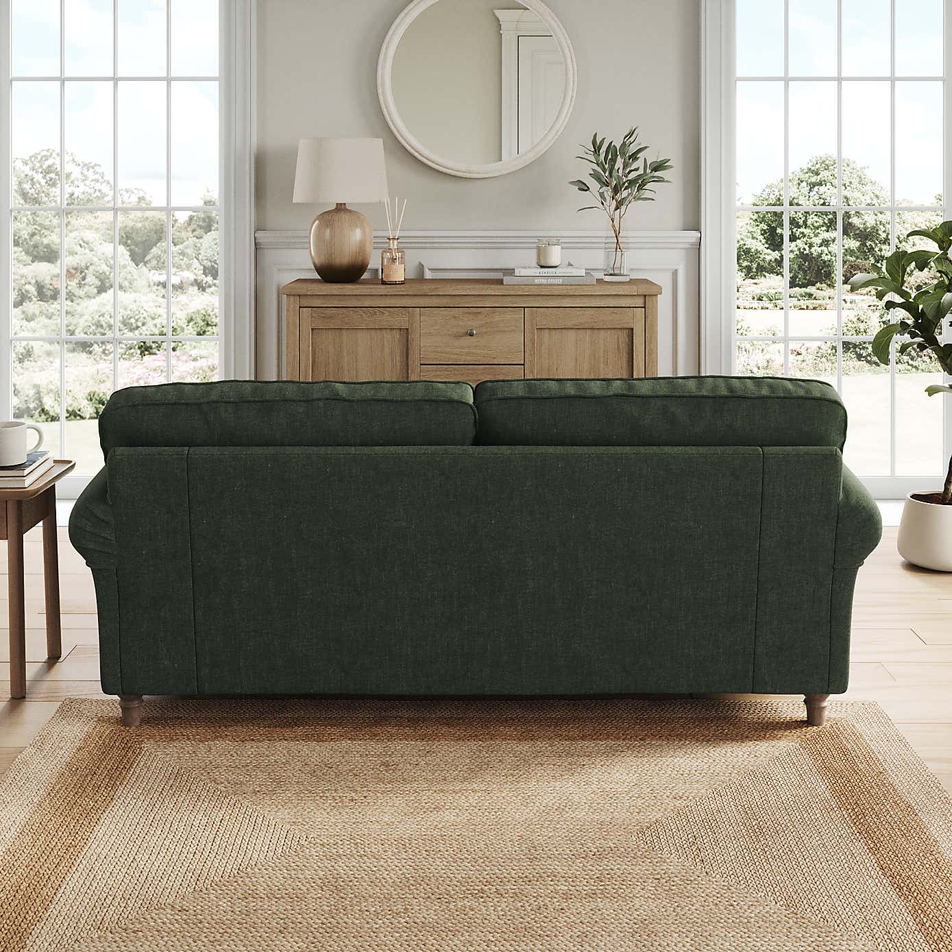 Flori 3 Seater Sofa, Tonal Plush Chenille
