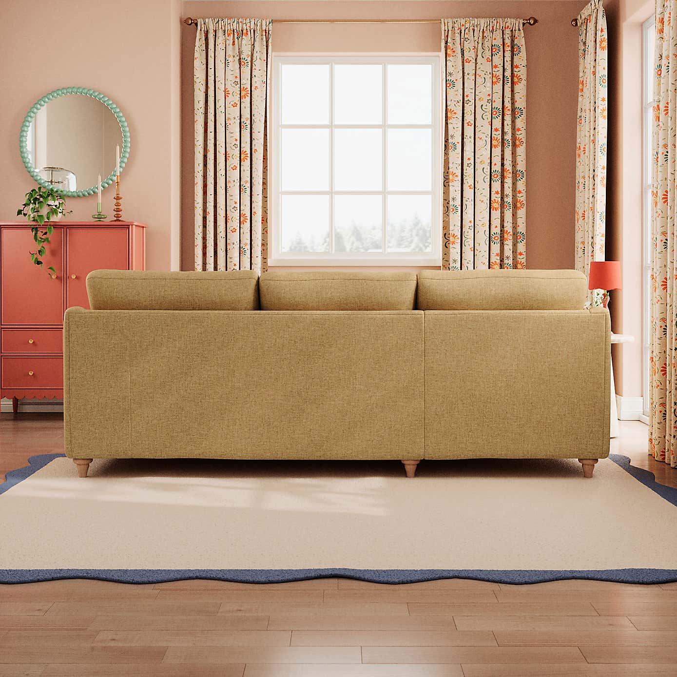 Hattie Slub Faux Linen Corner Chaise