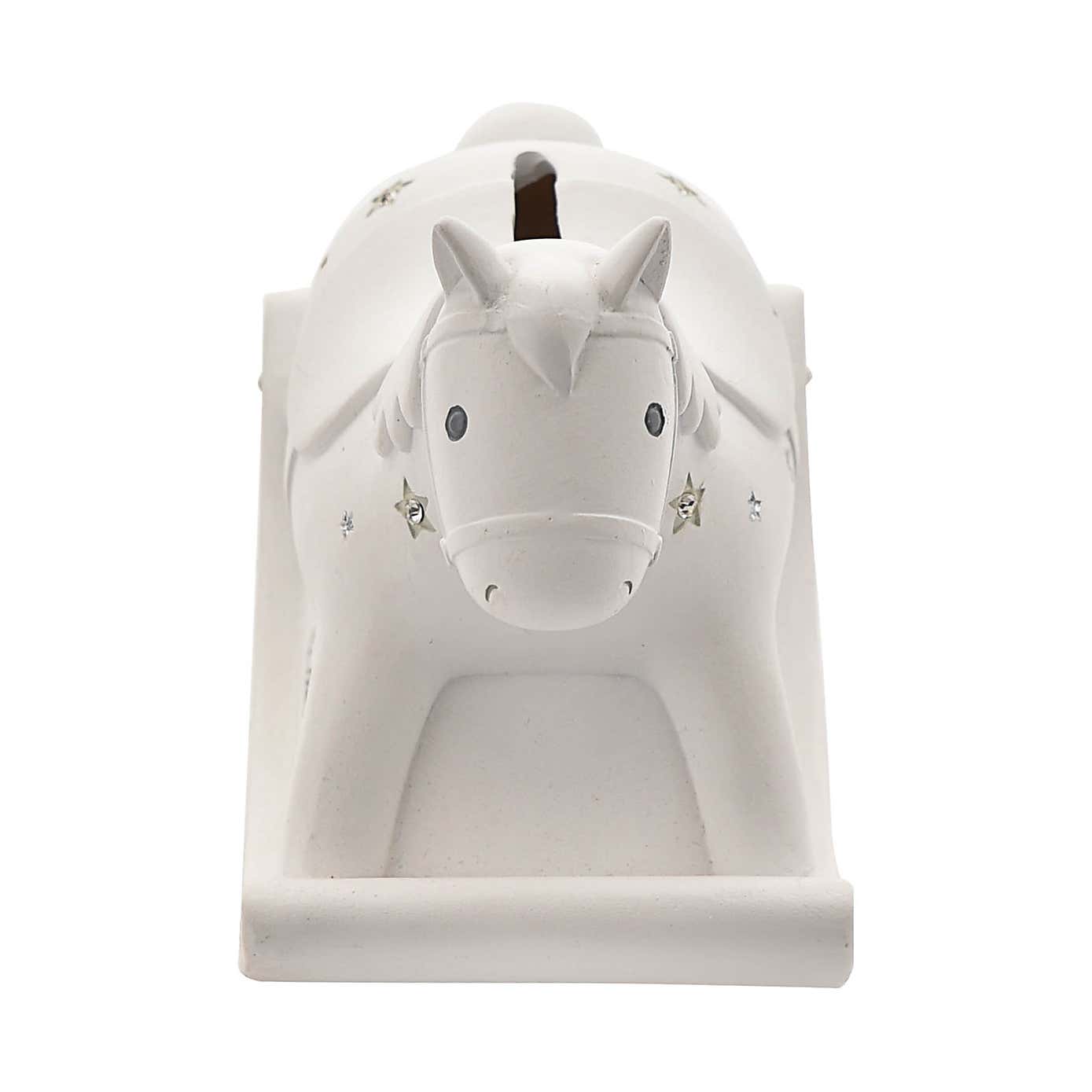 Bambino White Resin Money Box - Rocking Horse