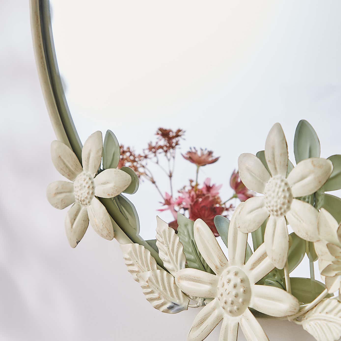 Vintage Floral Round Hanging Wall Mirror