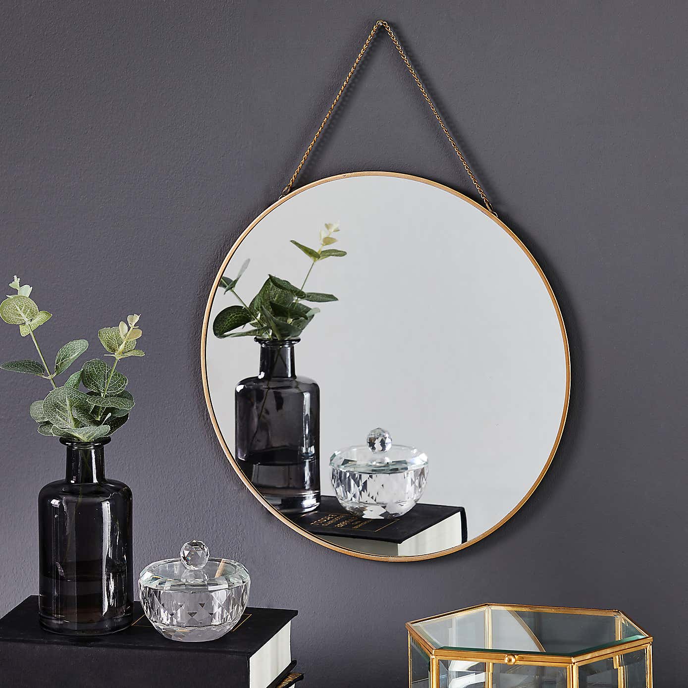 Round Hanging Chain Wall Mirror