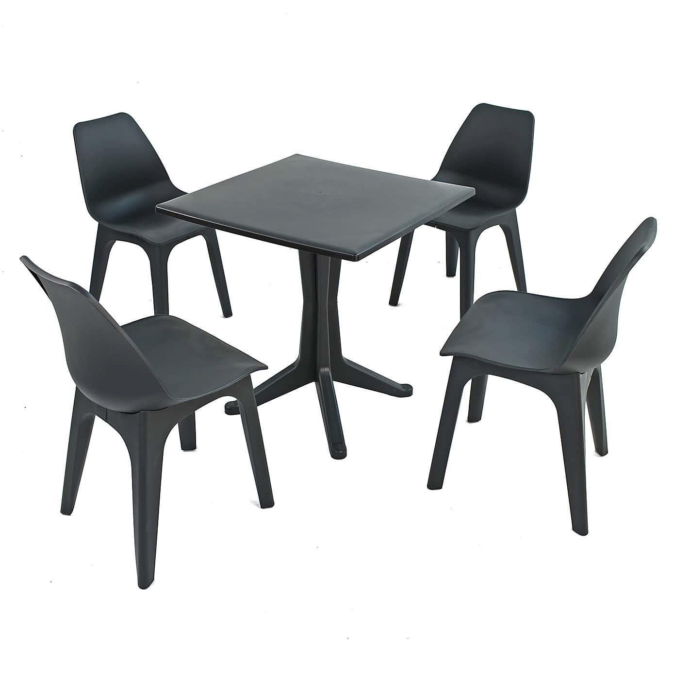 Ponente 4 Seater Anthracite Dining Set with Eolo Chairs