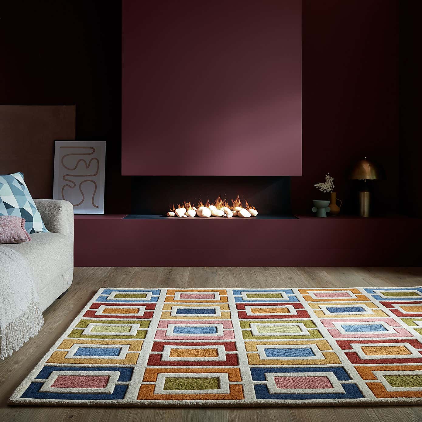 Retro Blocks Carved Wool Rug