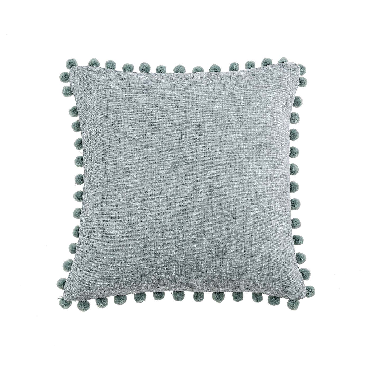 Chenille Square PomPom Cushion
