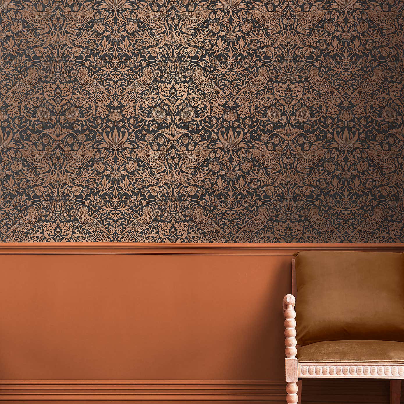 Strawberry Thief Fibrous Wallpaper