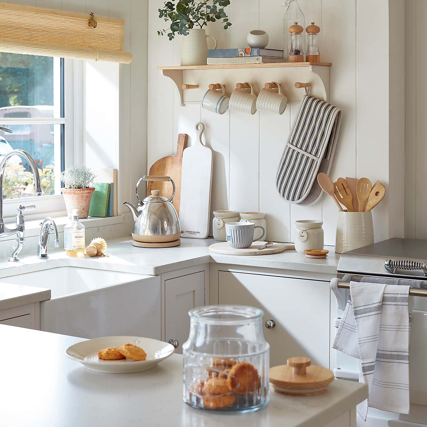 Churchgate Wall Mounted Kitchen Shelf with Hooks