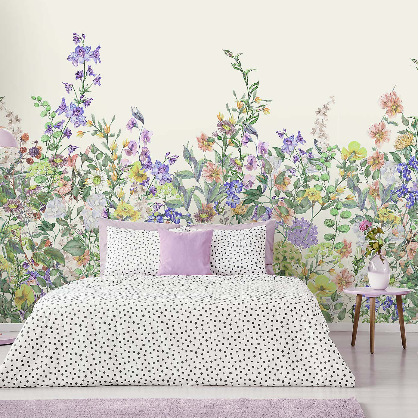 Floral Garden Lilac Mural