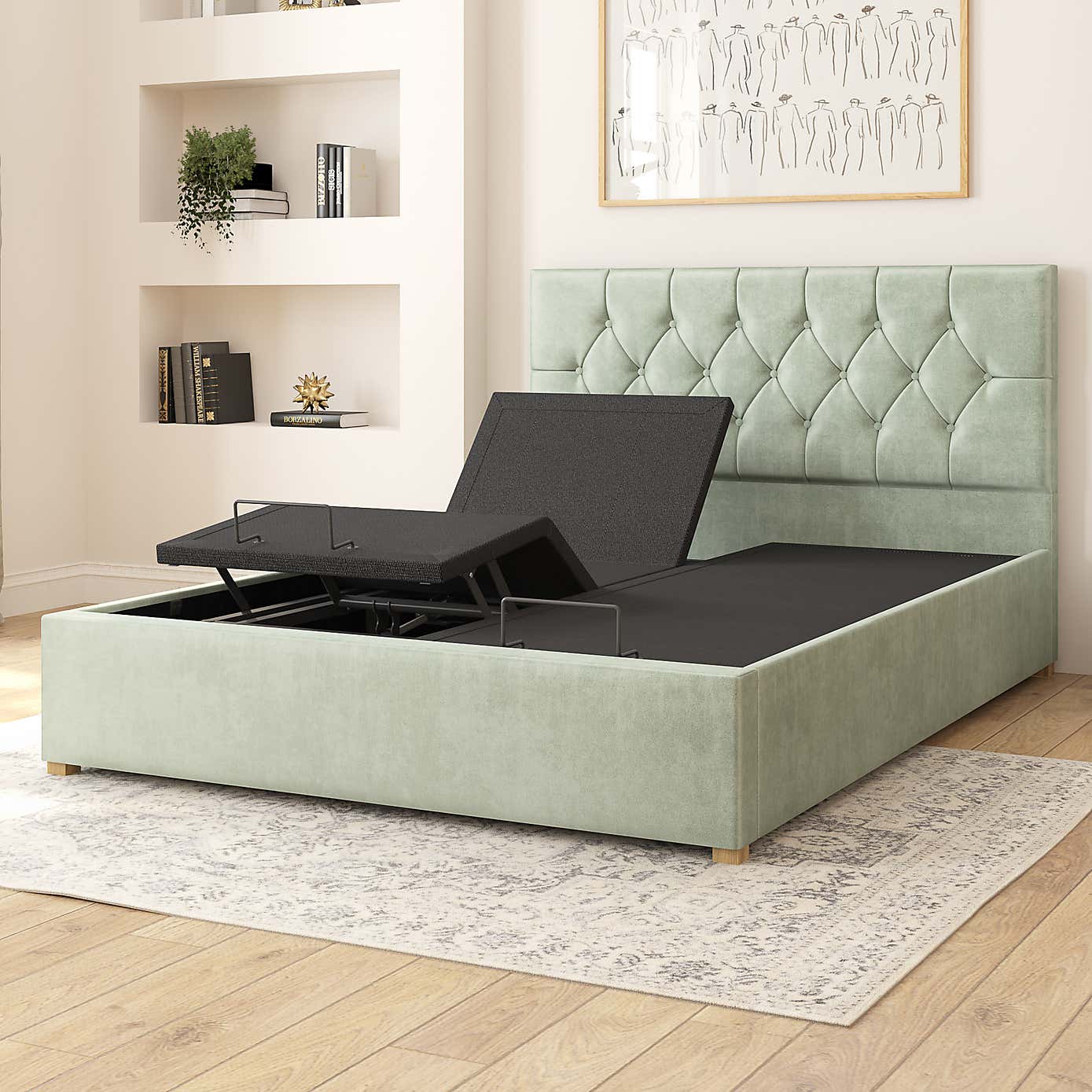Olivier Plush Velvet Adjustable Bed
