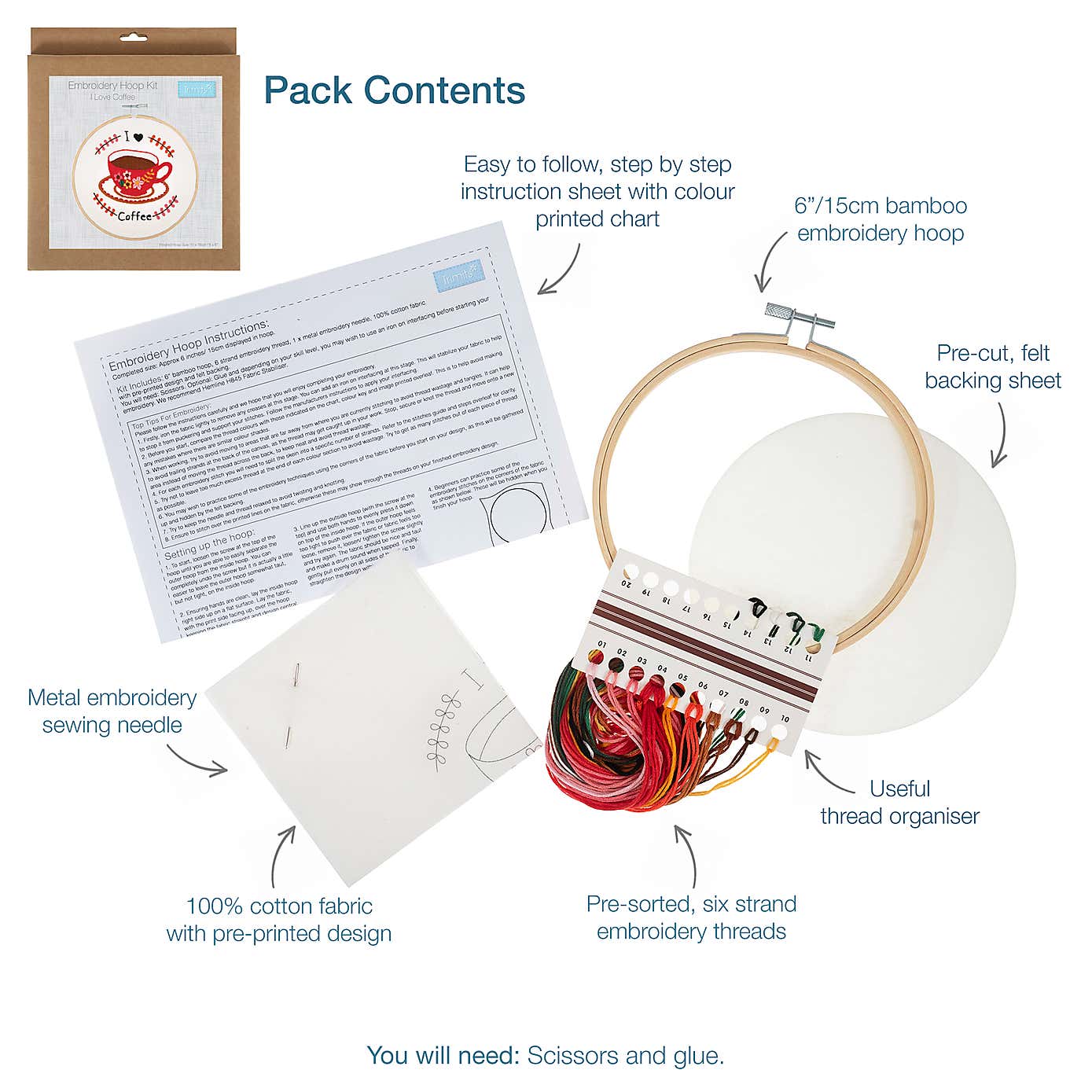 Embroidery Kit I Love Coffee