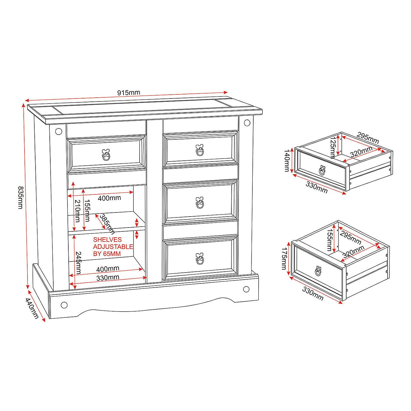 Corona Pine Medium Sideboard