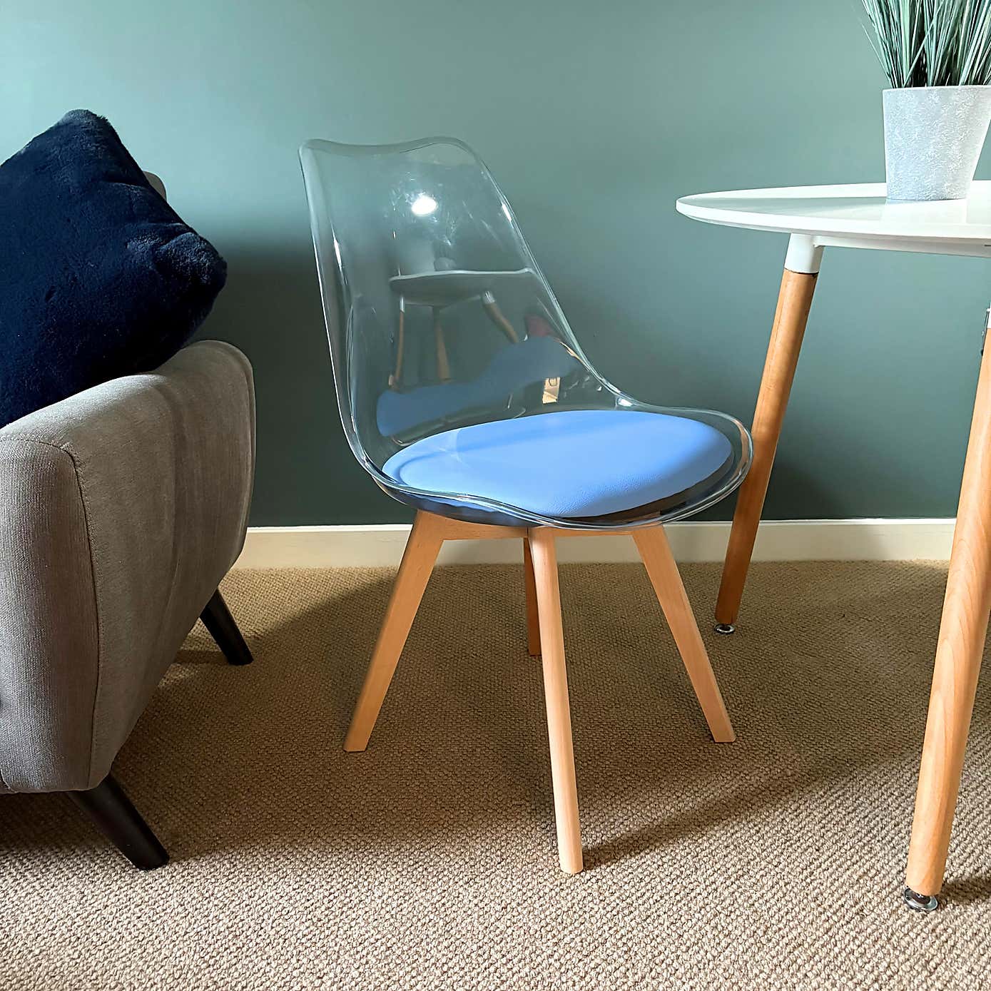 Fusion Living Soho Clear Plastic Dining Chair with Squared Legs