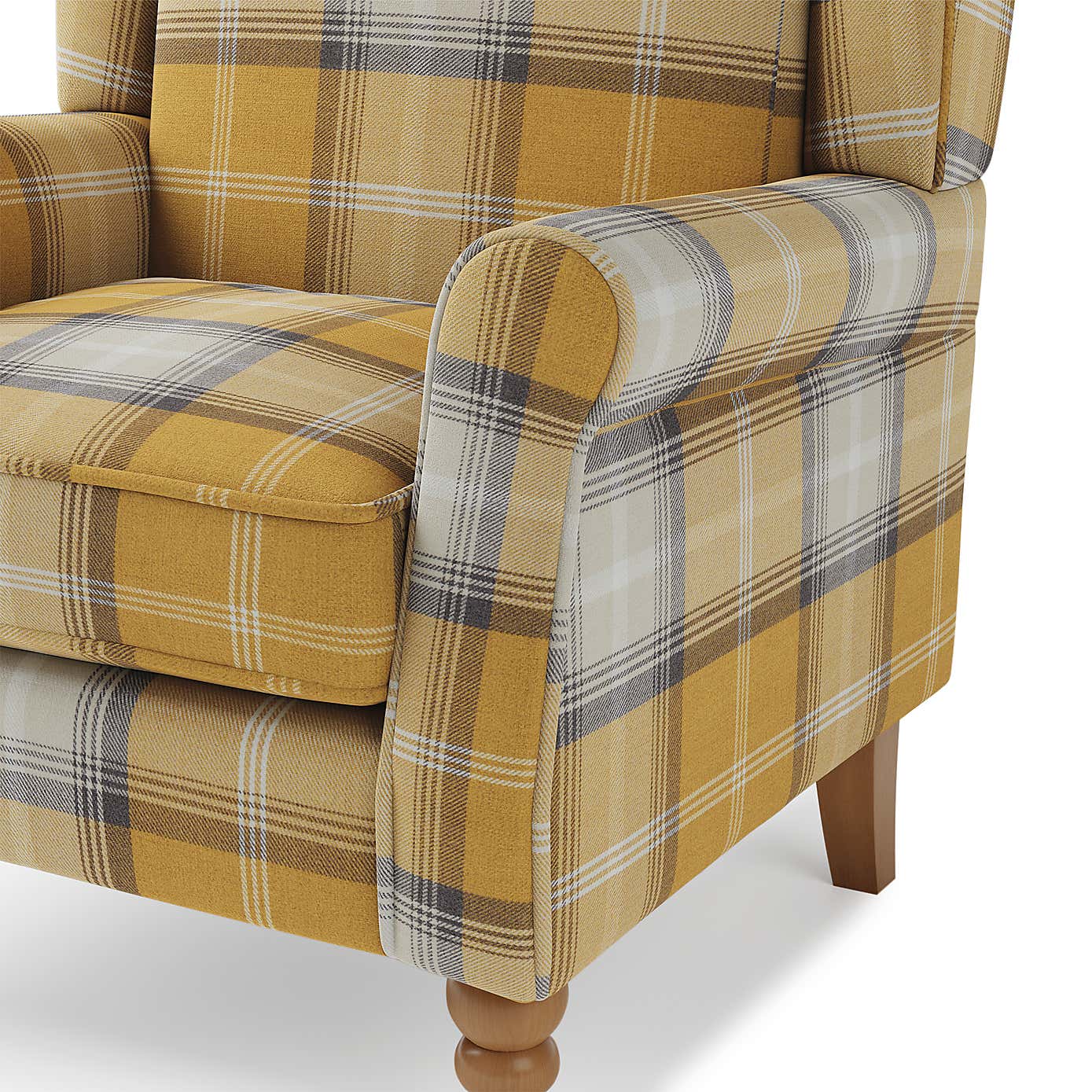 Oswald Grande Check Wingback Armchair