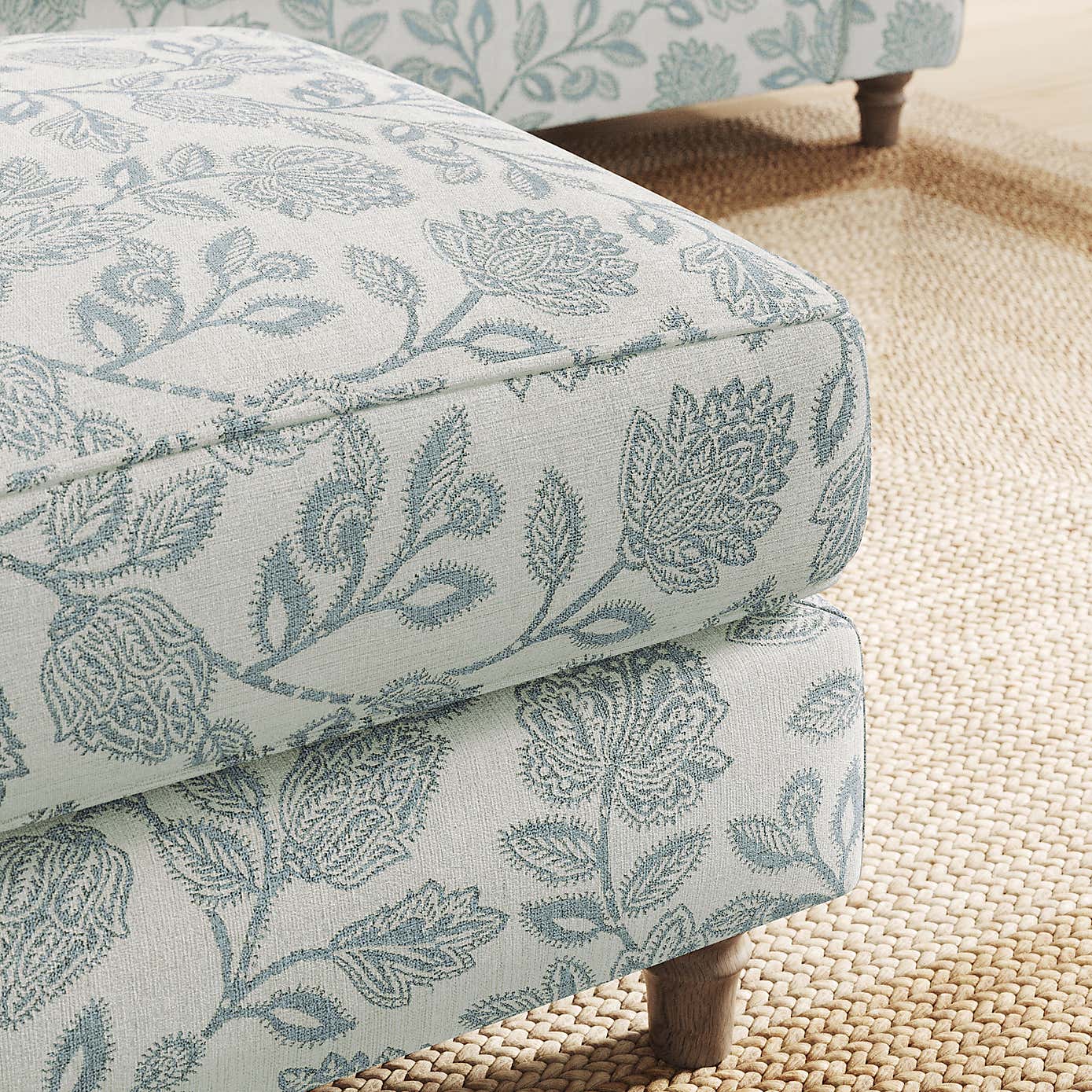 Flori Footstool, Floral Print Fabric