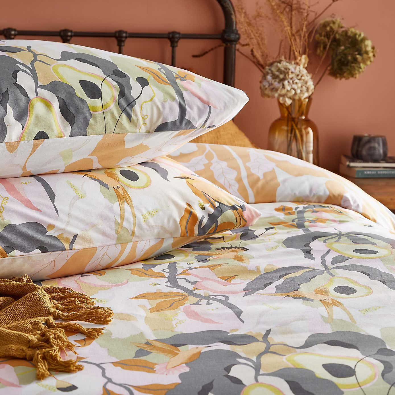 Riva Huerta Orange Duvet Cover and Pillowcase Set
