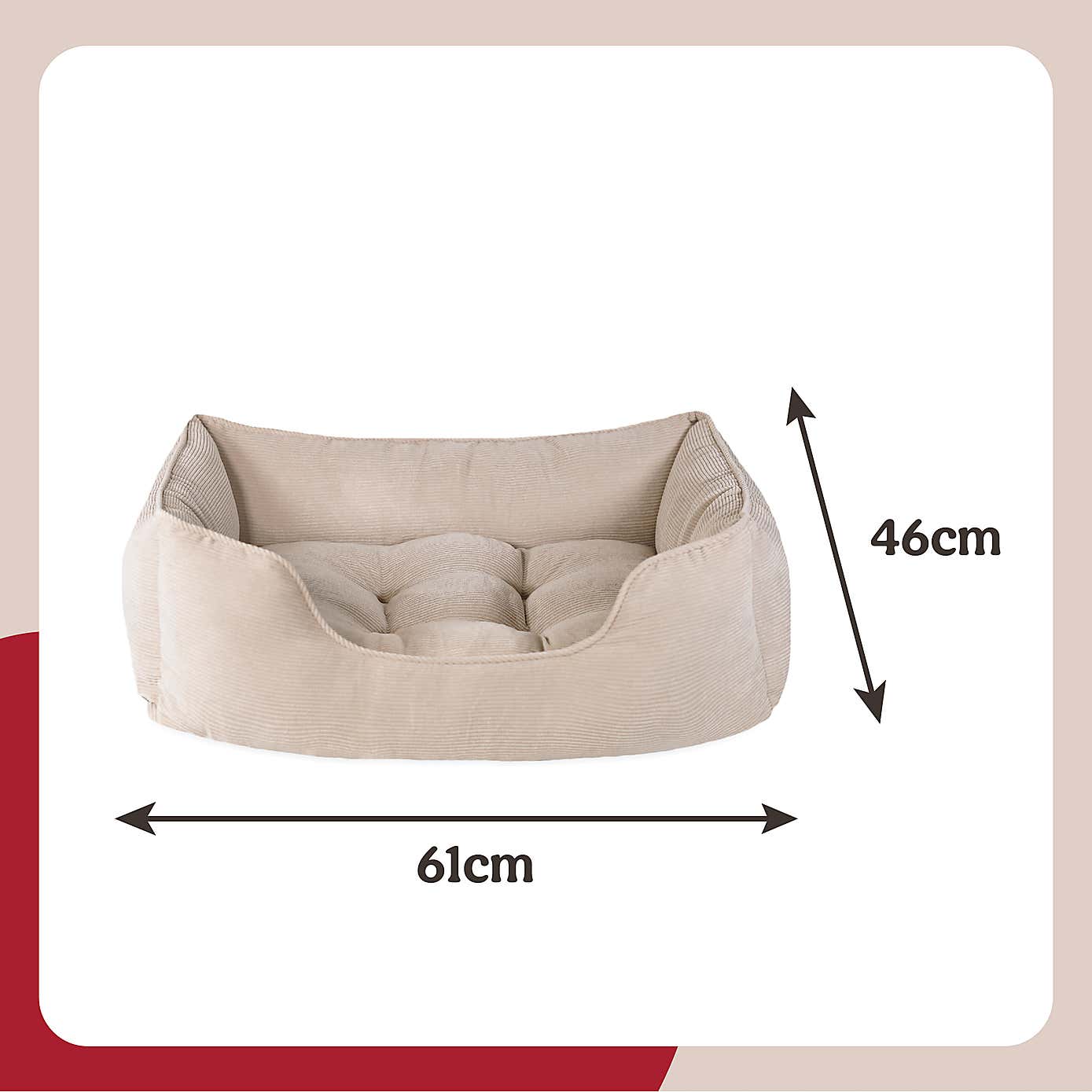 Rosewood Cord Square Pet Bed