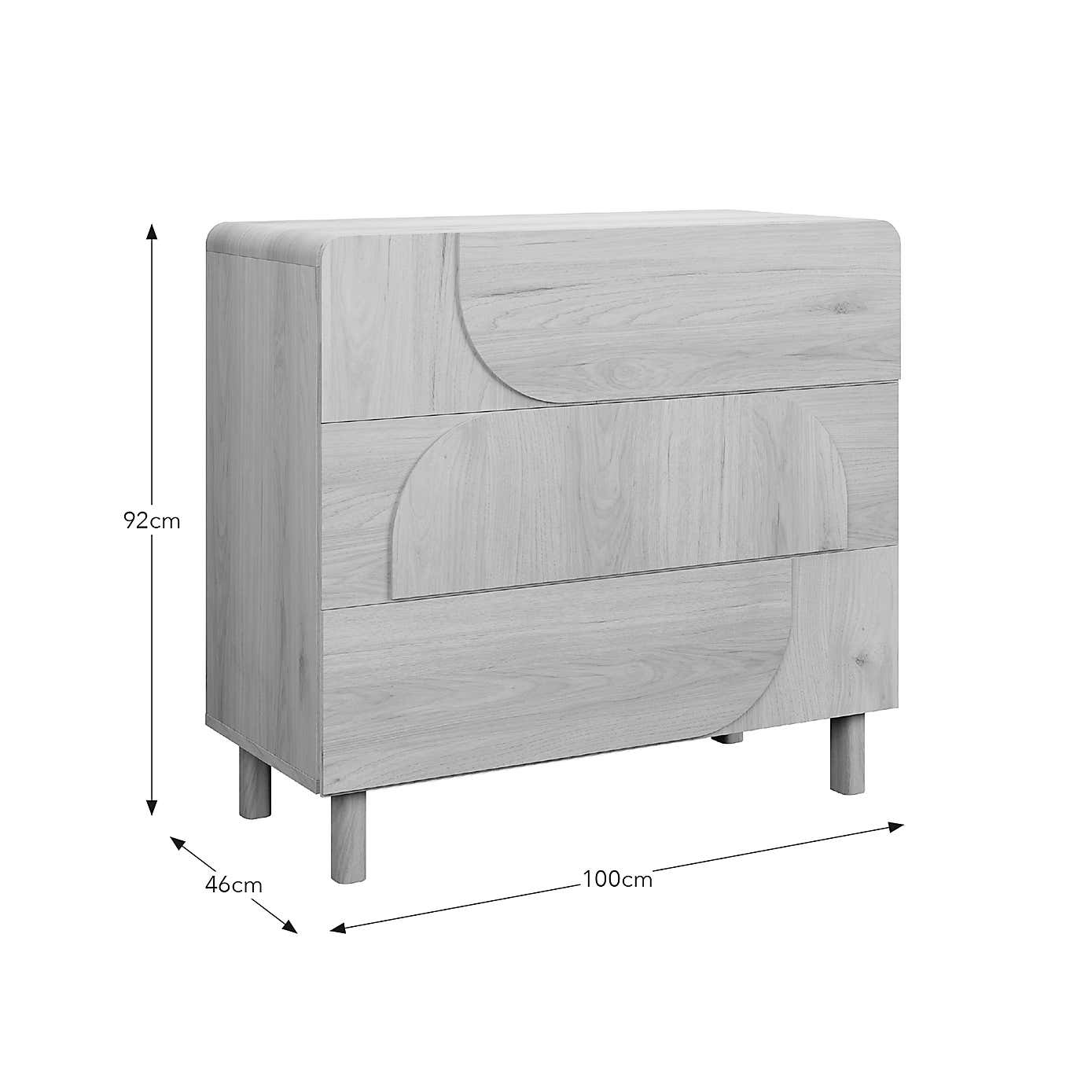 Aldo 3 Drawer Chest, Light Oak