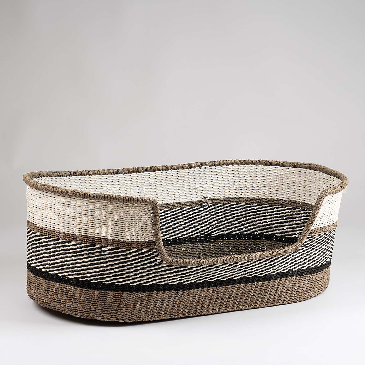 Grey Stripe Woven Pet Bed