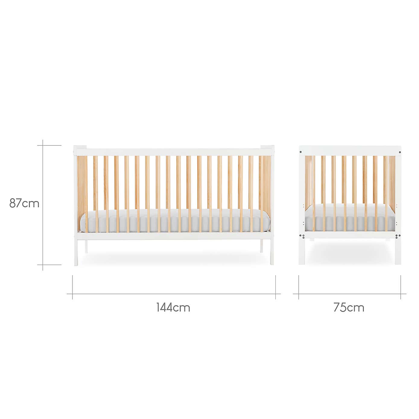 CuddleCo Nola Cot Bed, Painted Pine