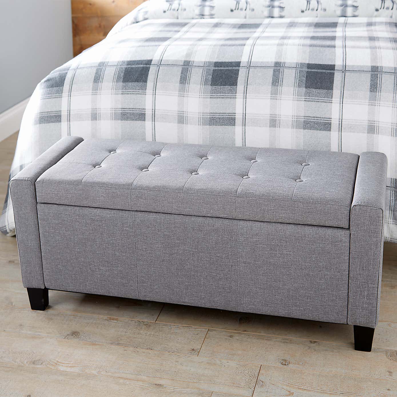 Verona Upholstered Ottoman in Grey