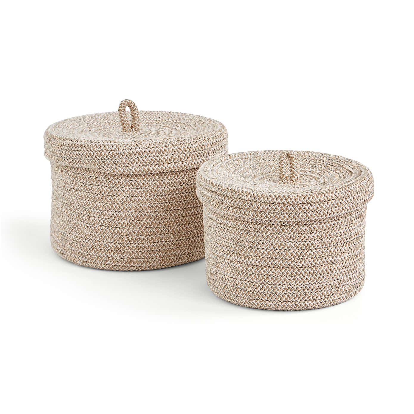 Jupiter Set of 2 Woven Fabric Baskets with Lids