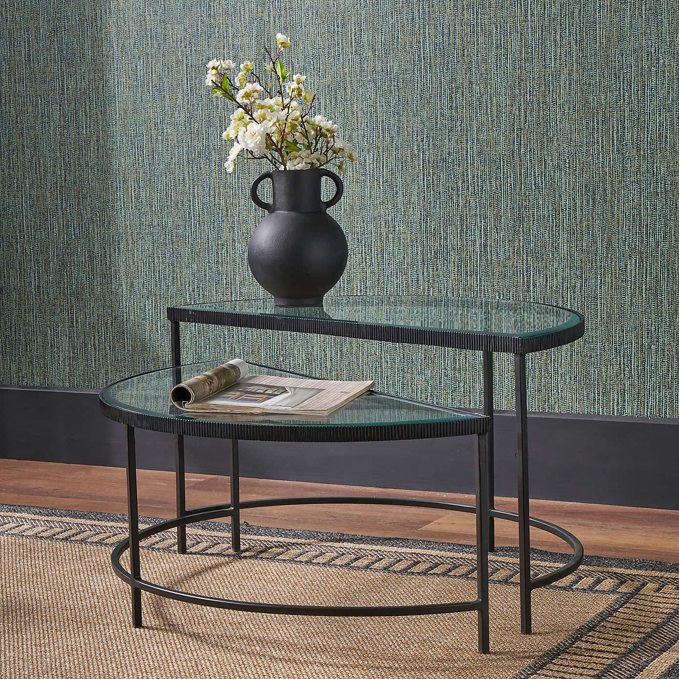 Marazzi Half Moon Coffee Tables, Bevelled Glass
