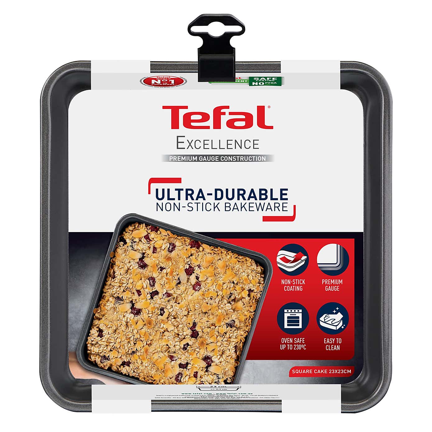 Tefal Excellence Aluminium Non-stick Square Cake Tin, 20cm