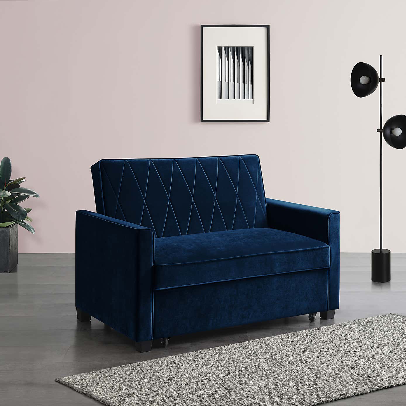 Serena Velvet 2 Seater Sofa Bed