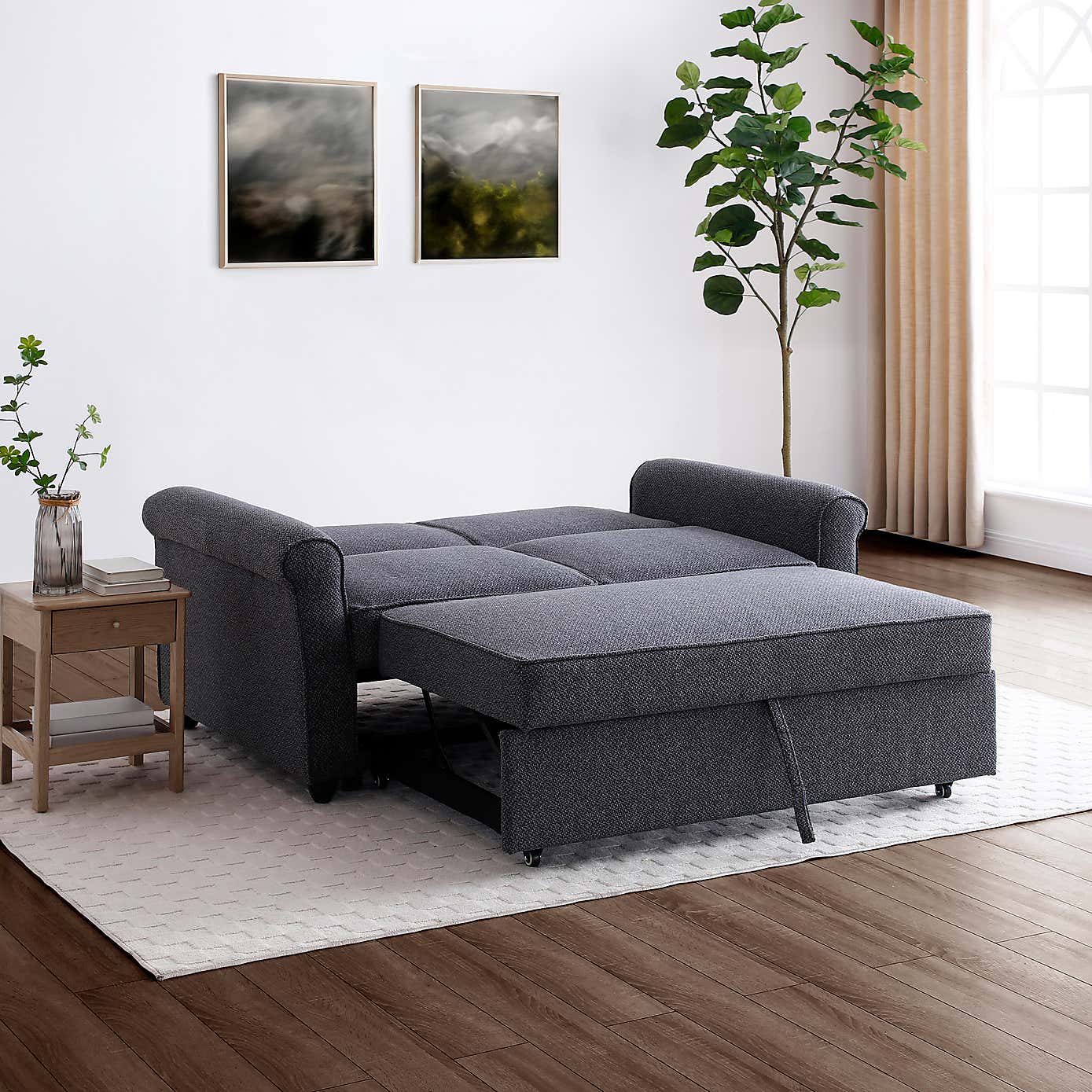 Kayden Fabric 2 Seater Scroll Arm Sofabed