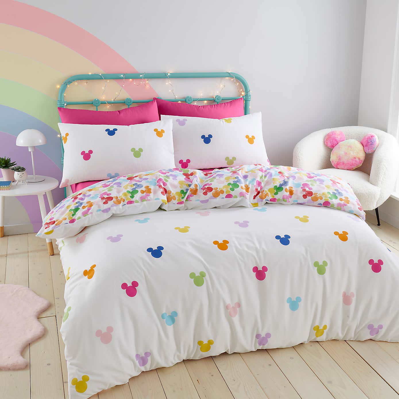 Mickey Rainbow Duvet Cover and Pillowcase Set