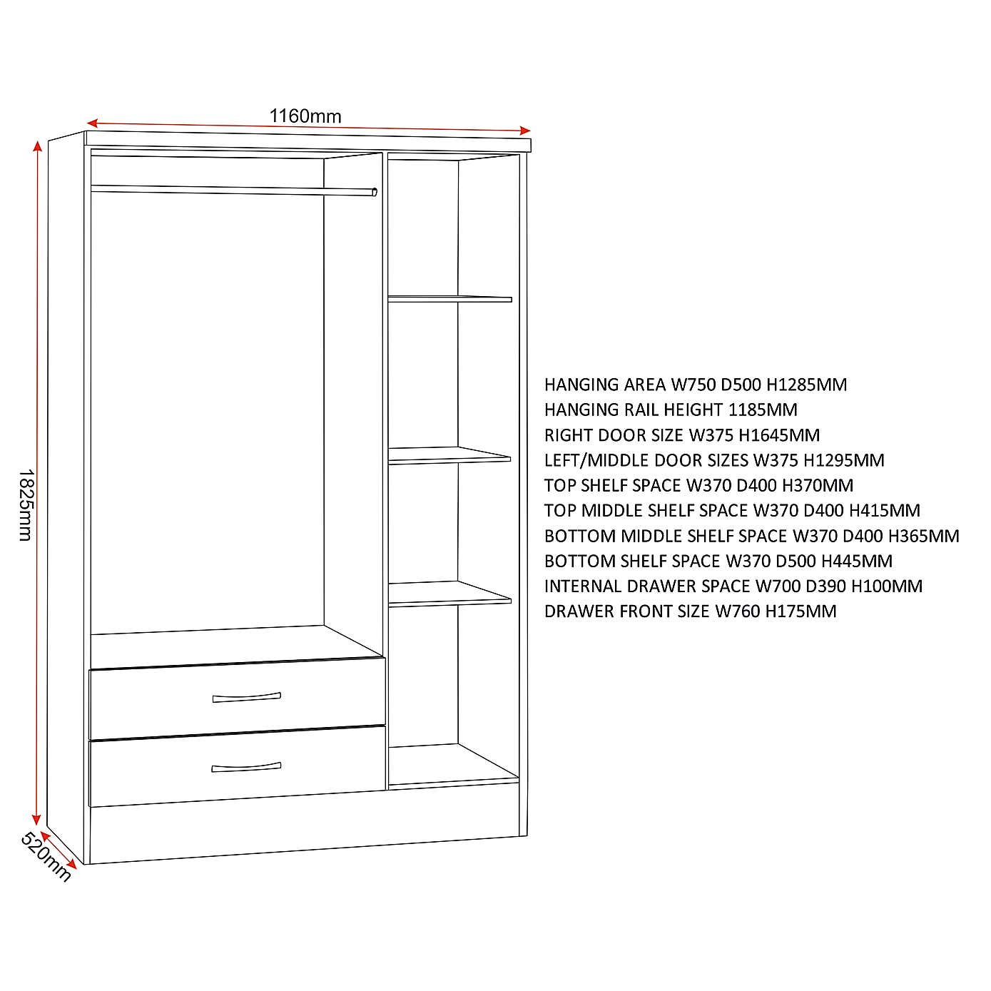 Nevada White Triple Drawer Wardrobe