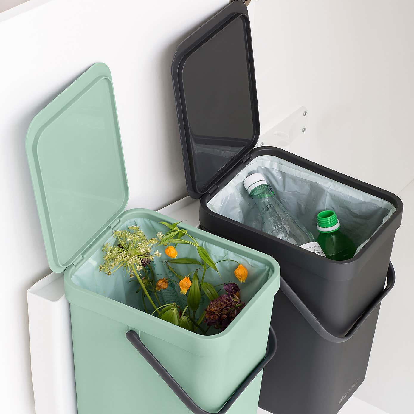 Brabantia Sort and Go Built in Bin 2 x 16L Jade Green Grey