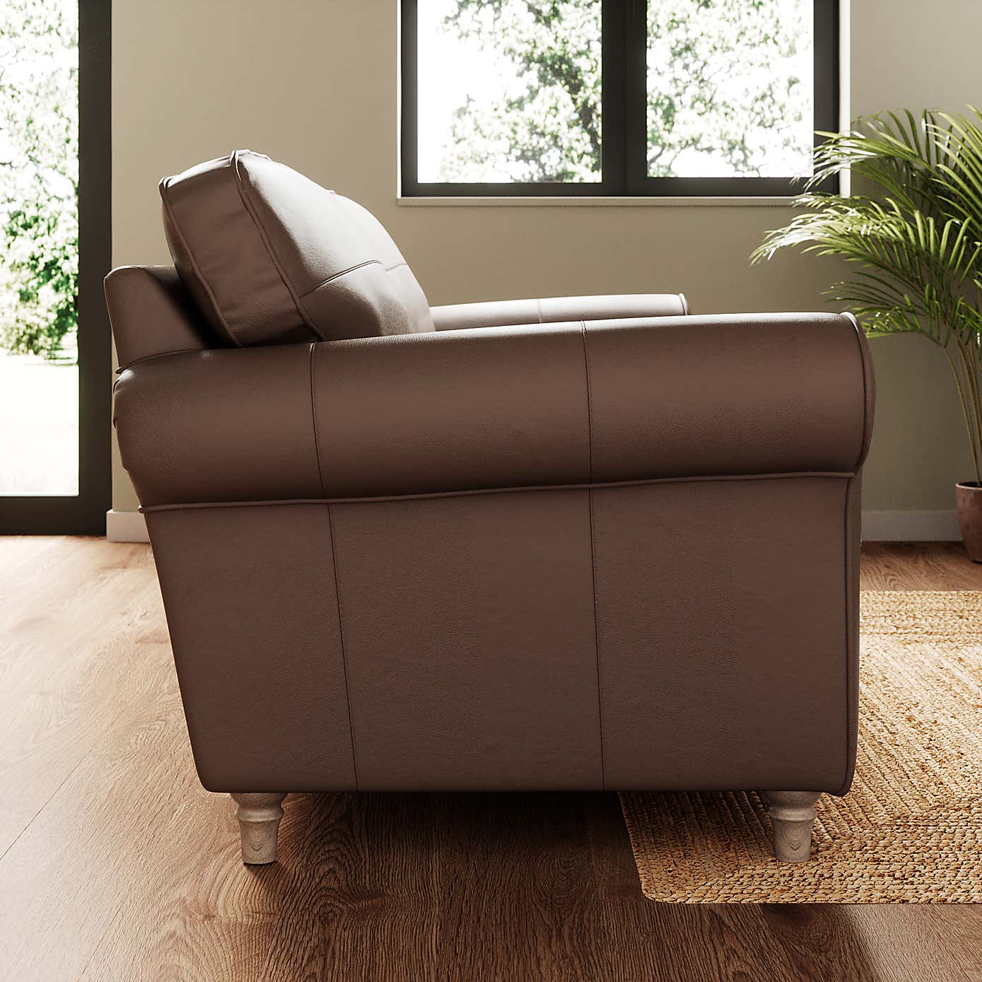 Flori Classic Leather 3 Seater Sofa