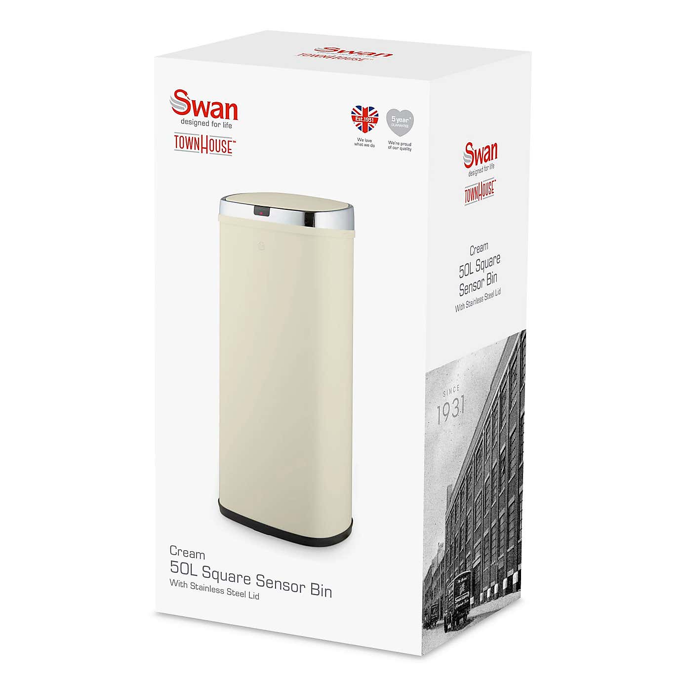 Swan 50L Square Sensor Bin