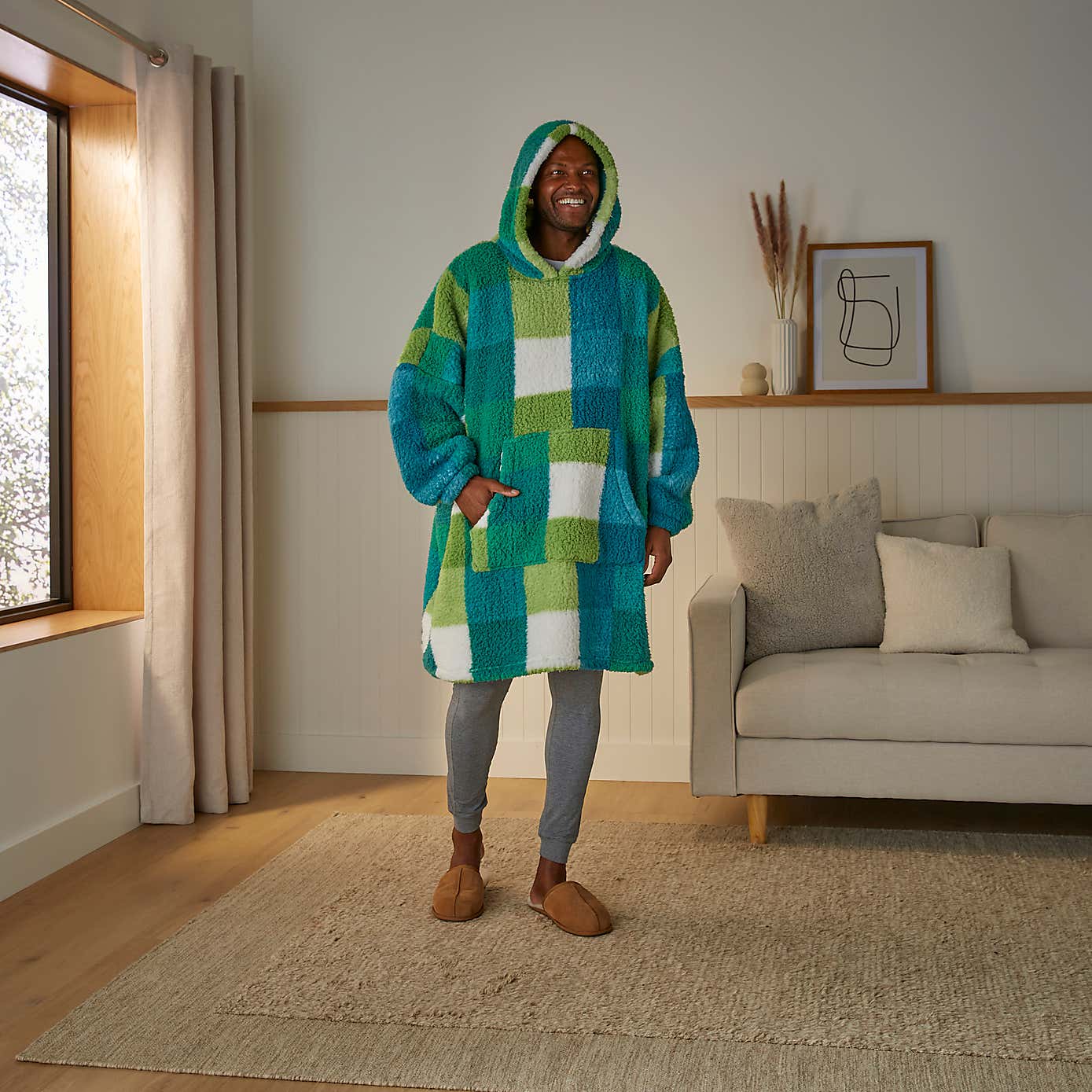 Check Print Oversized Hoodie