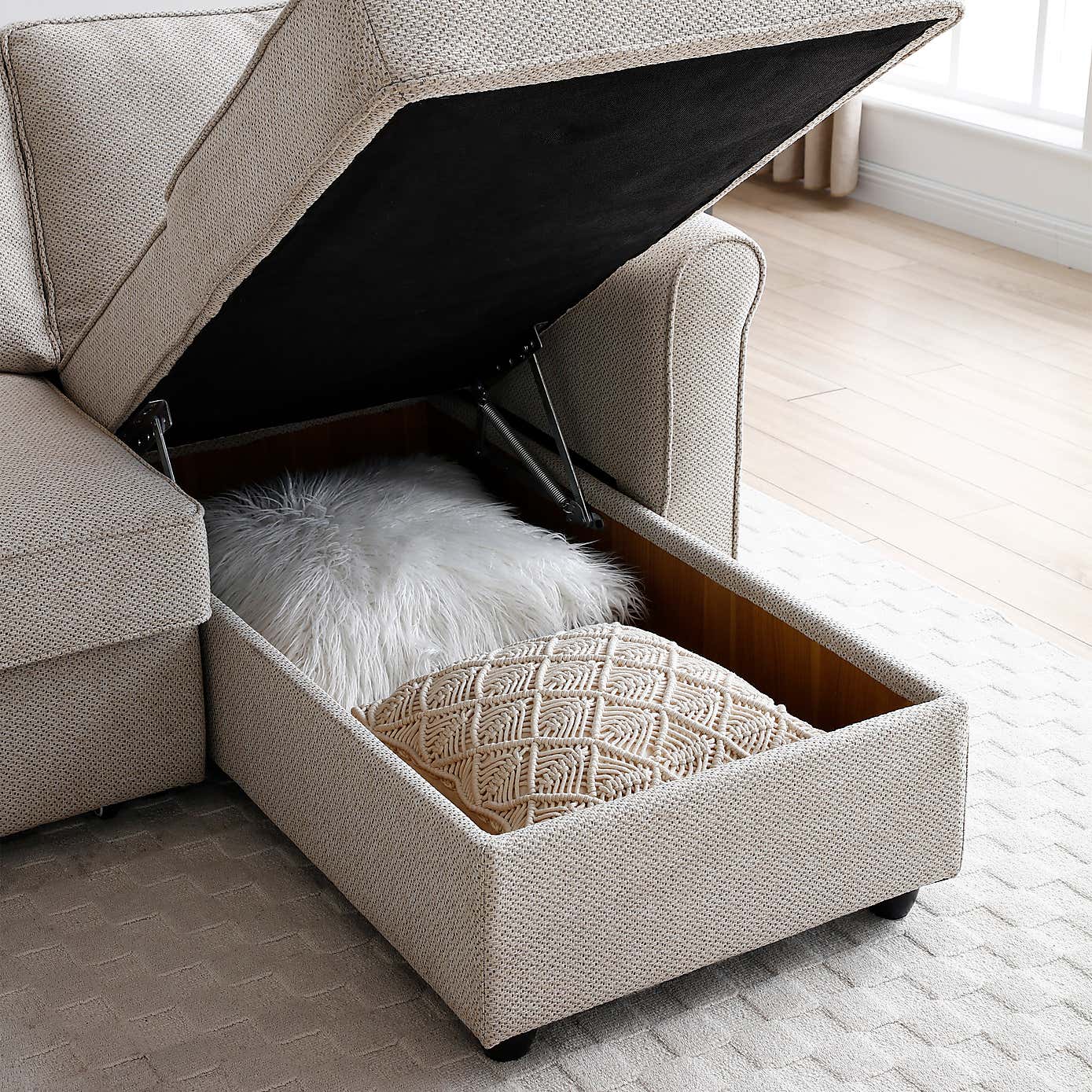 Kayden Fabric Traditional Scroll Arm Corner Sofa Bed