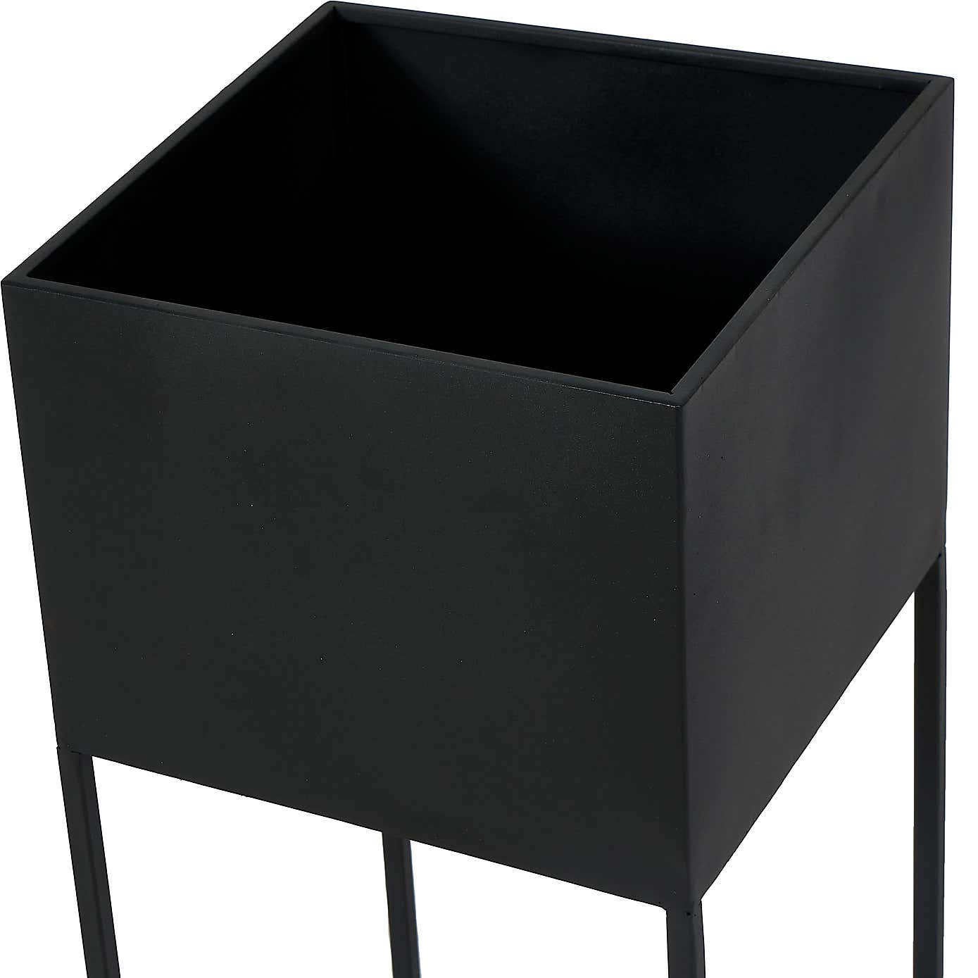 Set of 2 Square Graphite Metal Plant Stands