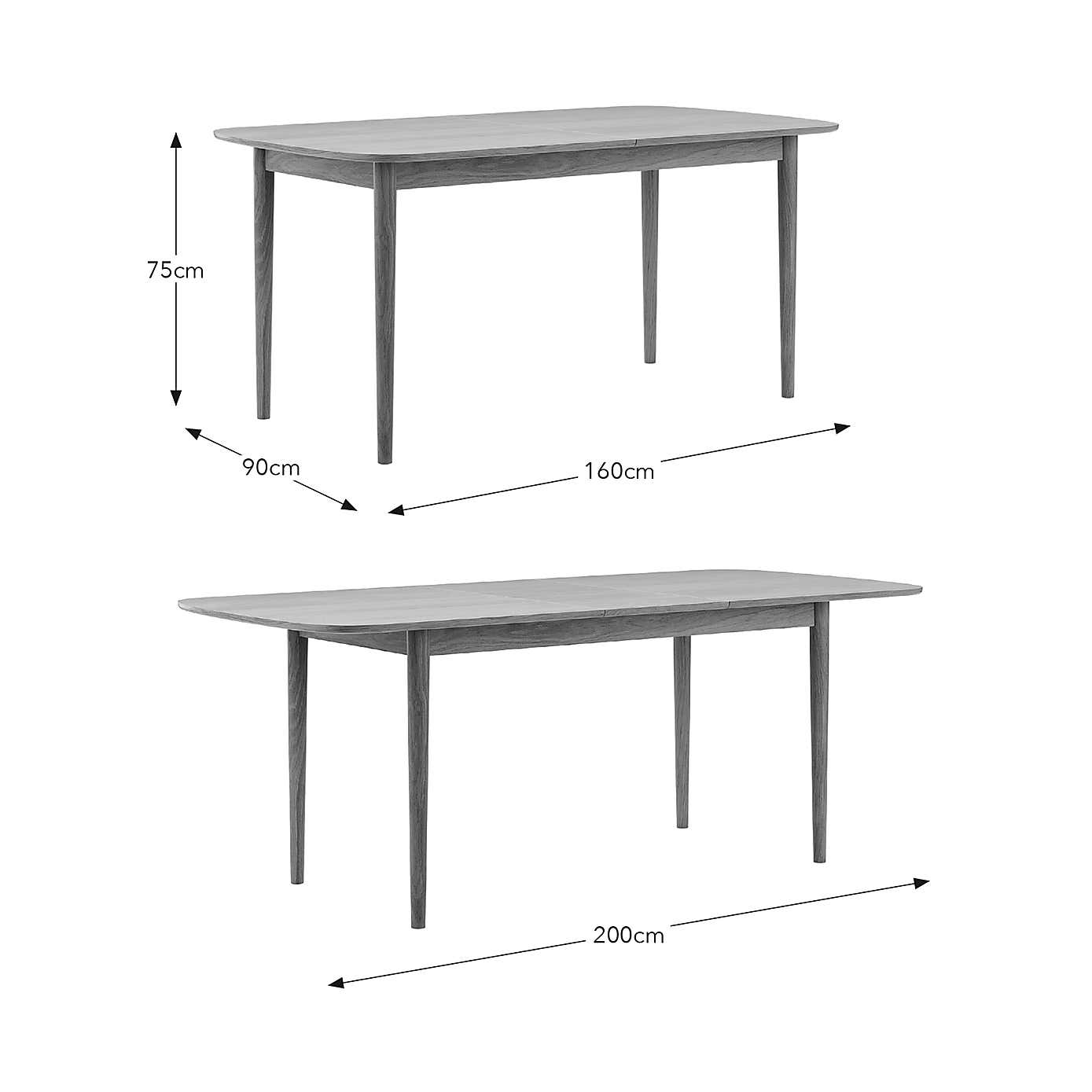 Karla Rectangular Extendable Dining Table with 4 Arthur Dark Stained Oak Dining Chairs