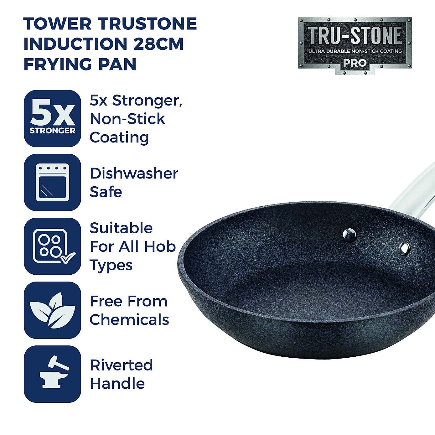 TruStone Non-Stick Aluminium Violet Black Frying Pan, 28cm