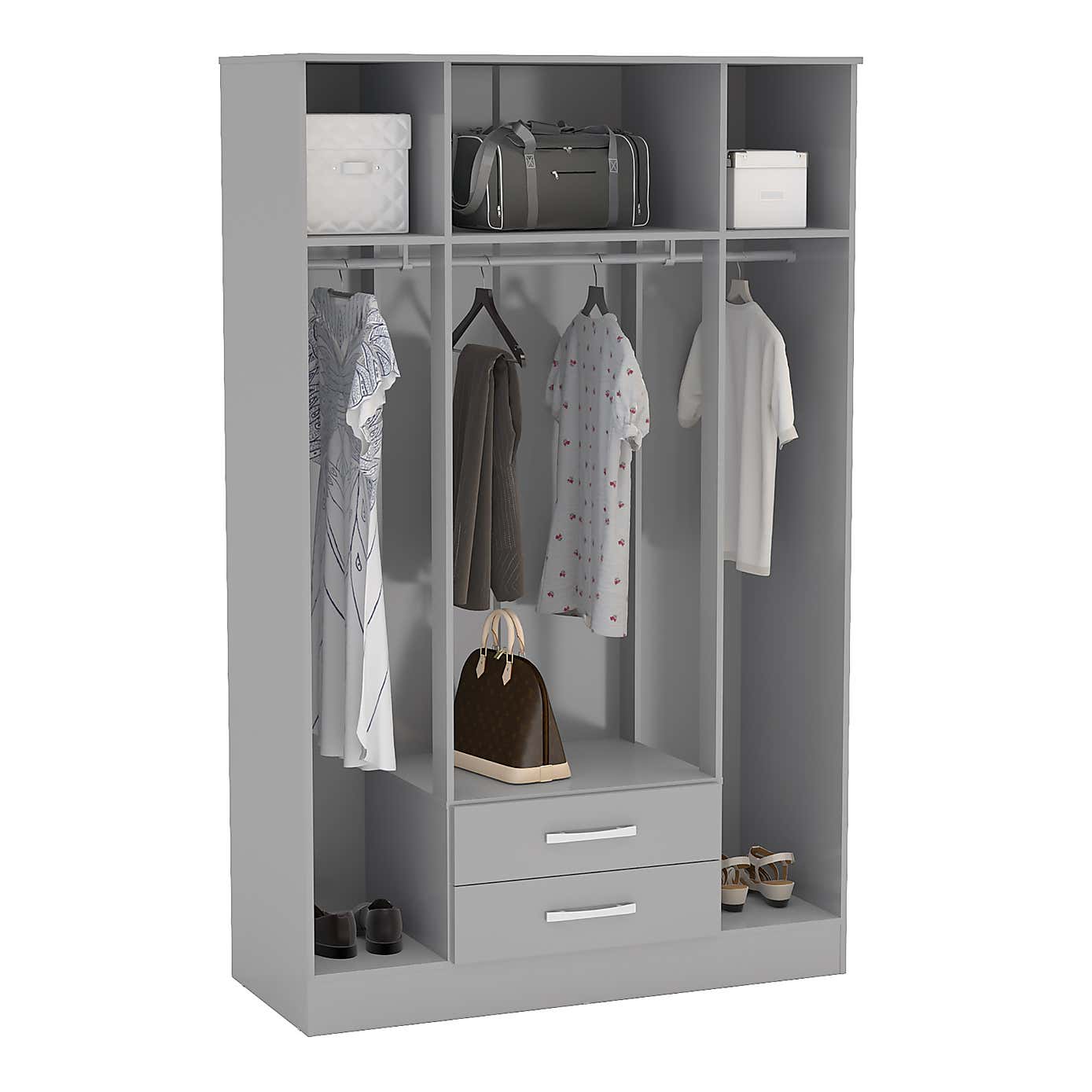 Lynx Grey 4 Door Mirrored Wardrobe