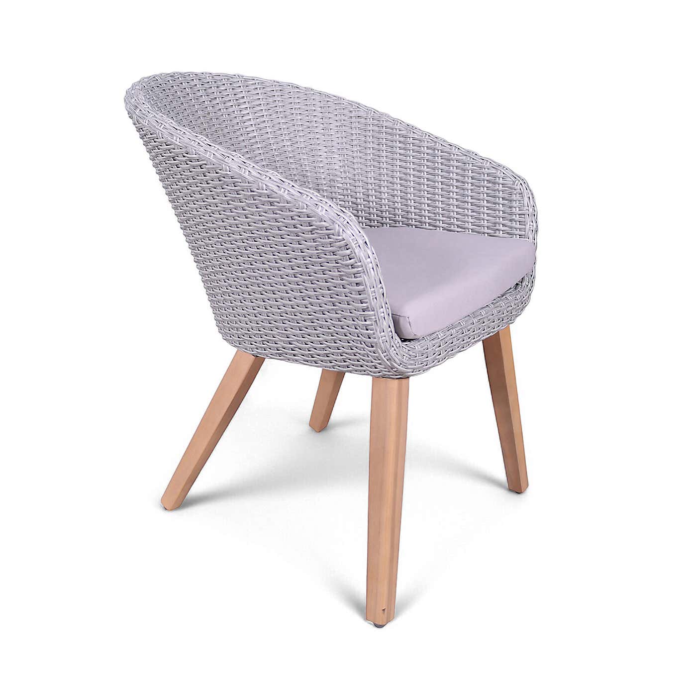 A.Mir Luna Round Outdoor Concrete Dining Table with 4 Sol Dining Chairs