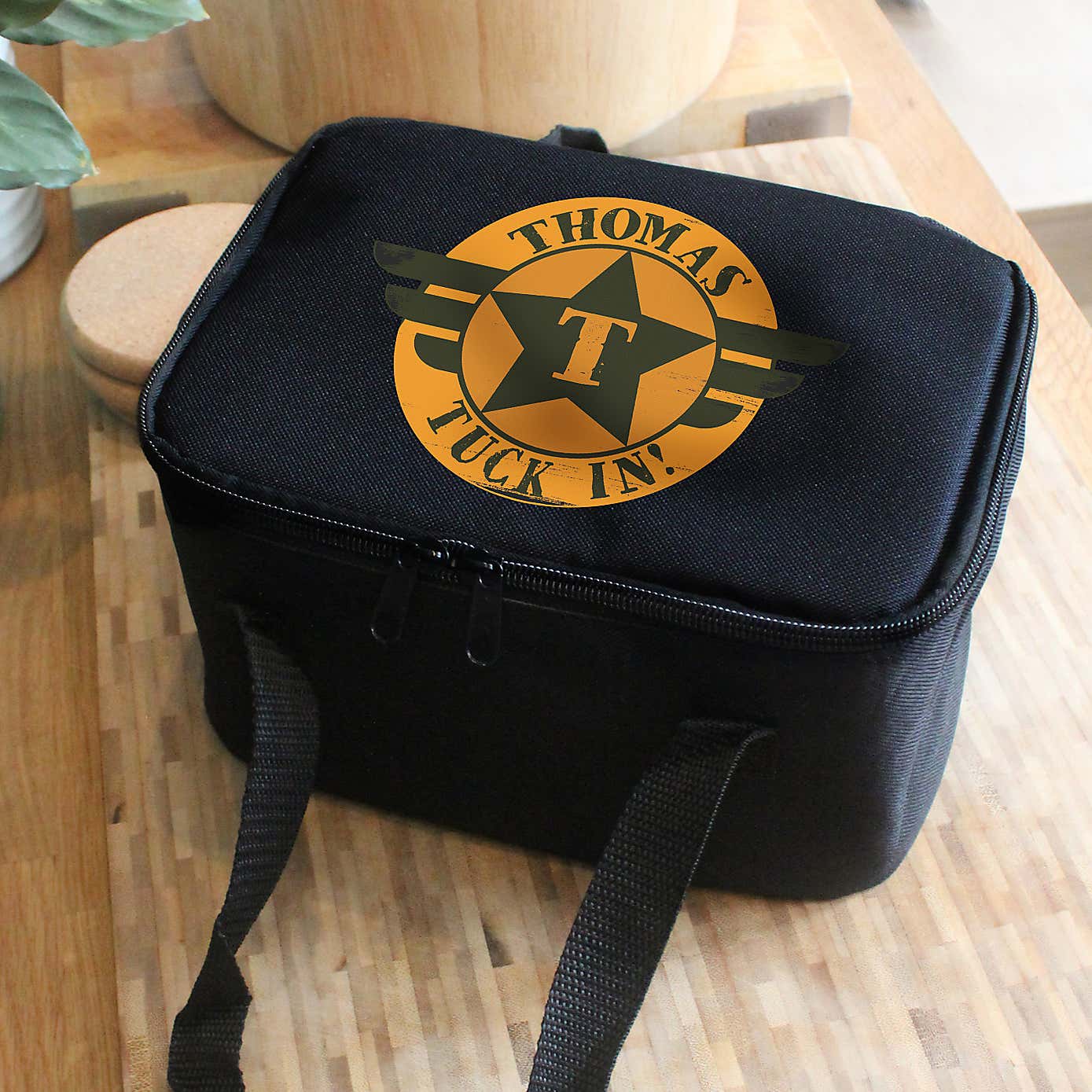 Personalised Black Badge Lunch Bag