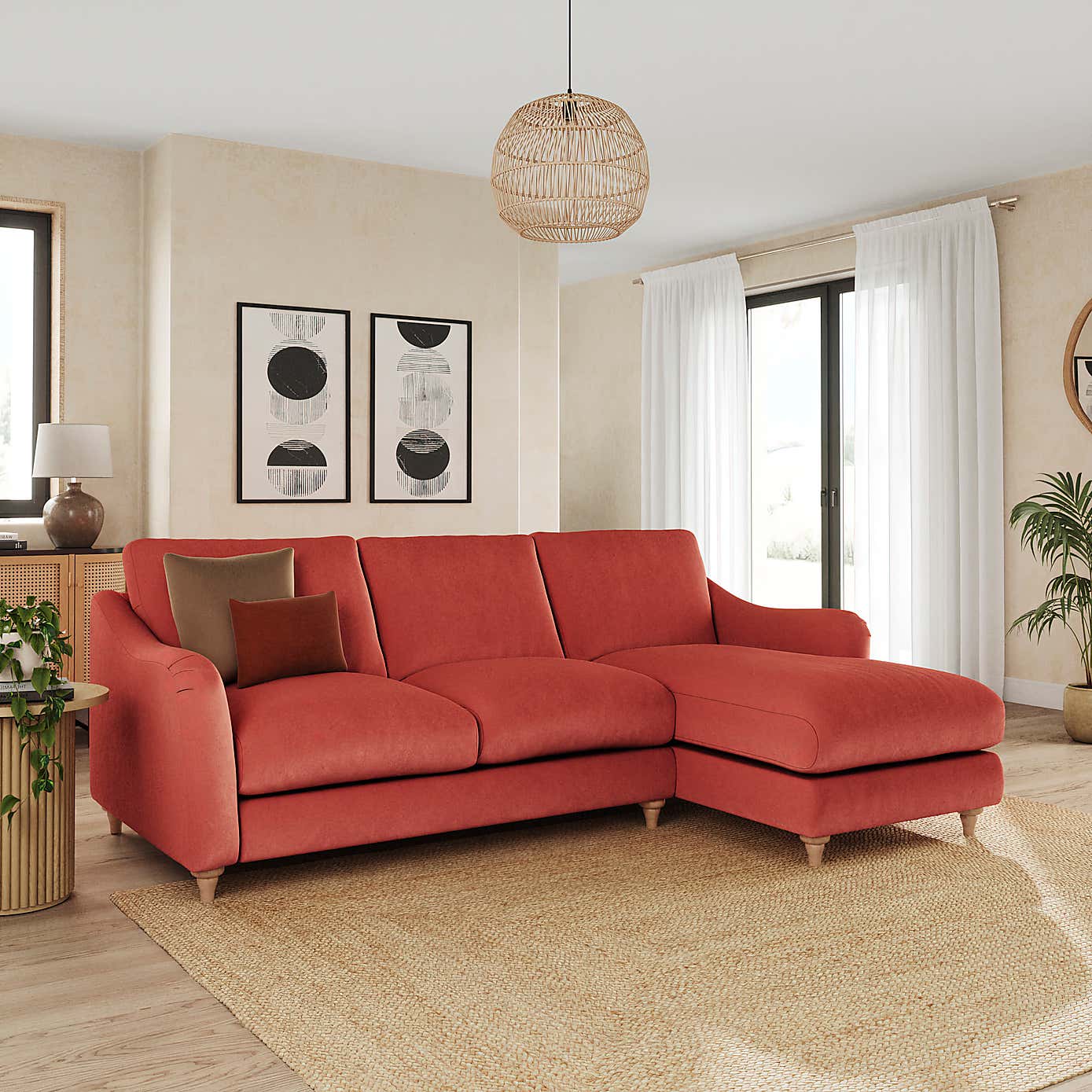 Hattie Matte Plush Velvet Corner Chaise Sofa