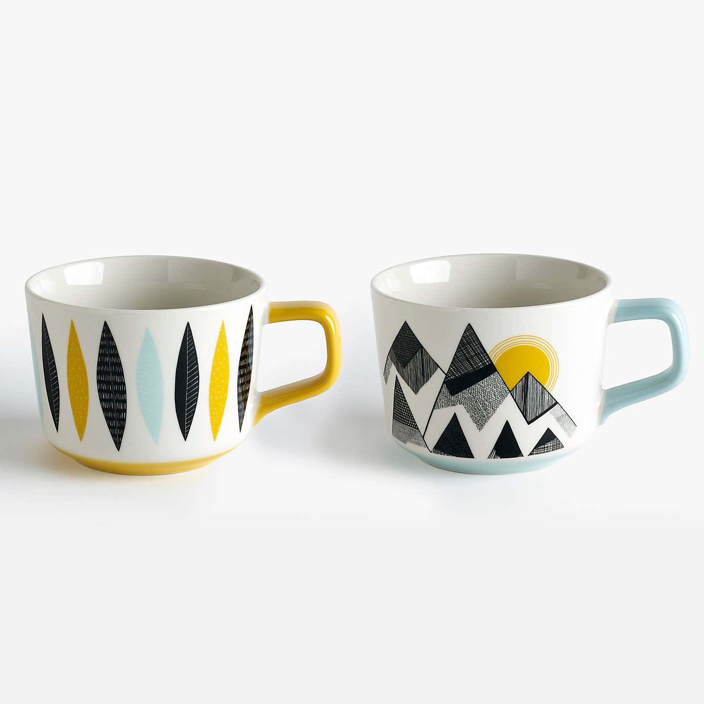 Set of 2 MissPrint Mountain And Feathers Mugs