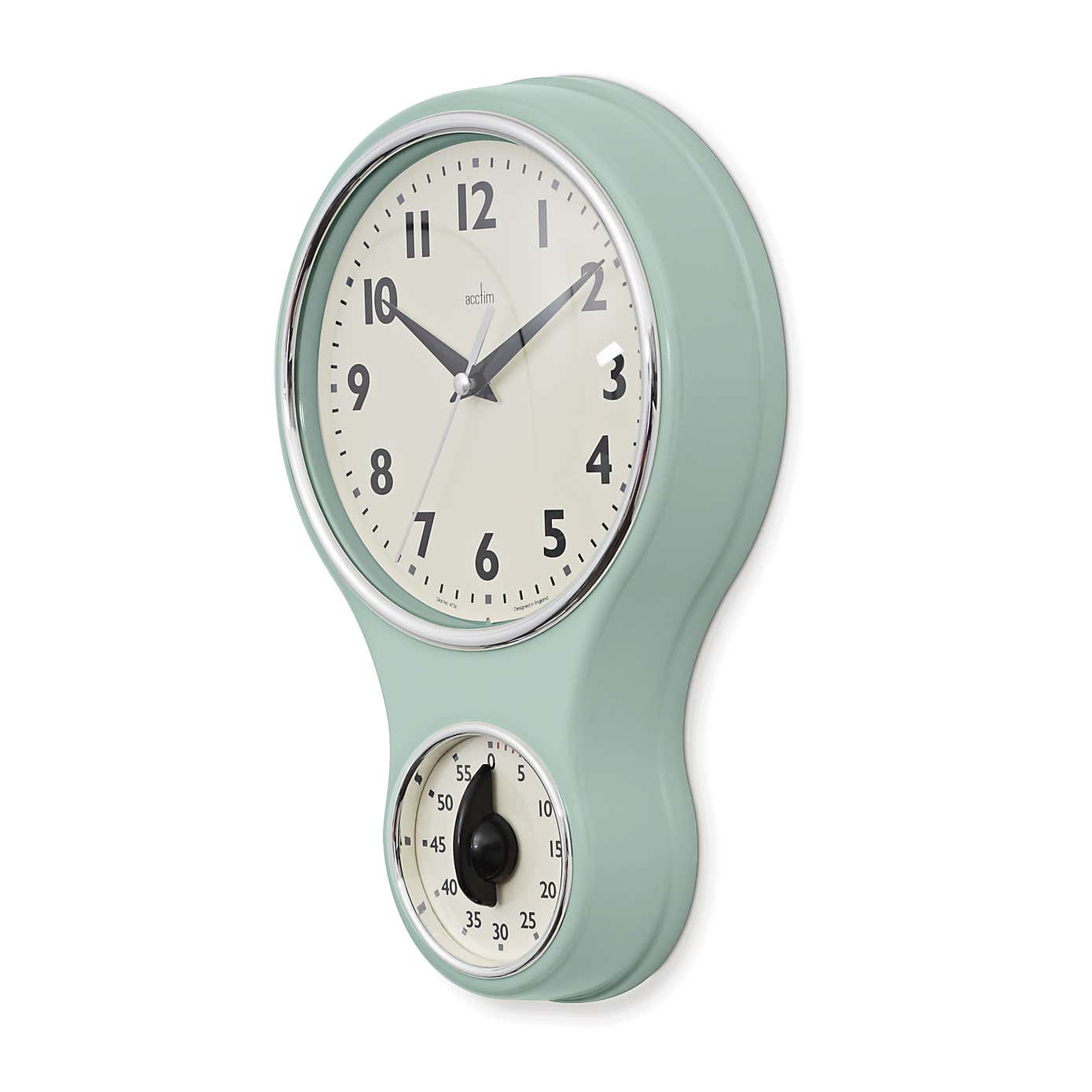 Acctim Kitchen Time Retro Wall Clock Timer Quartz 20cm