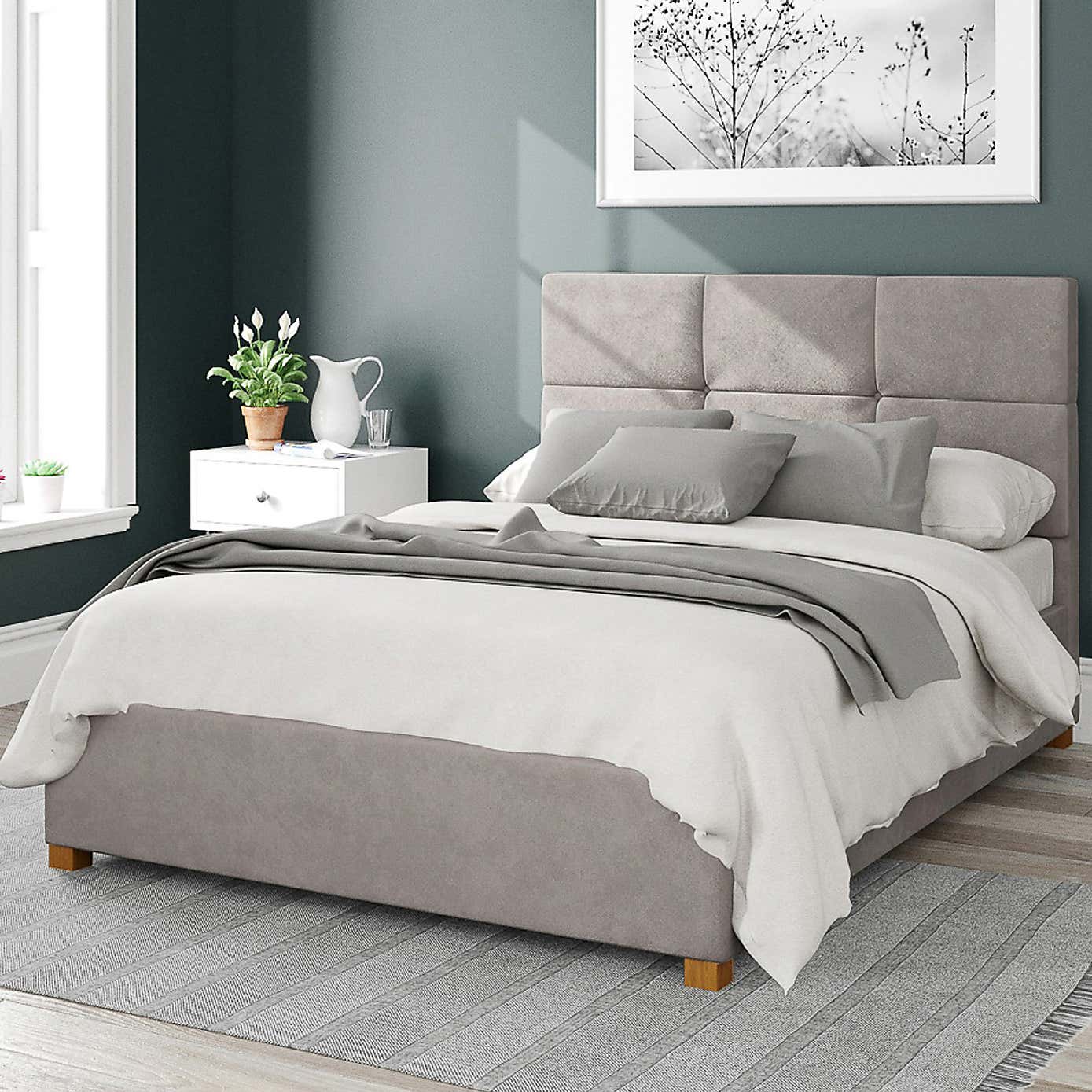 Caine Plush Velvet Ottoman Bed Frame