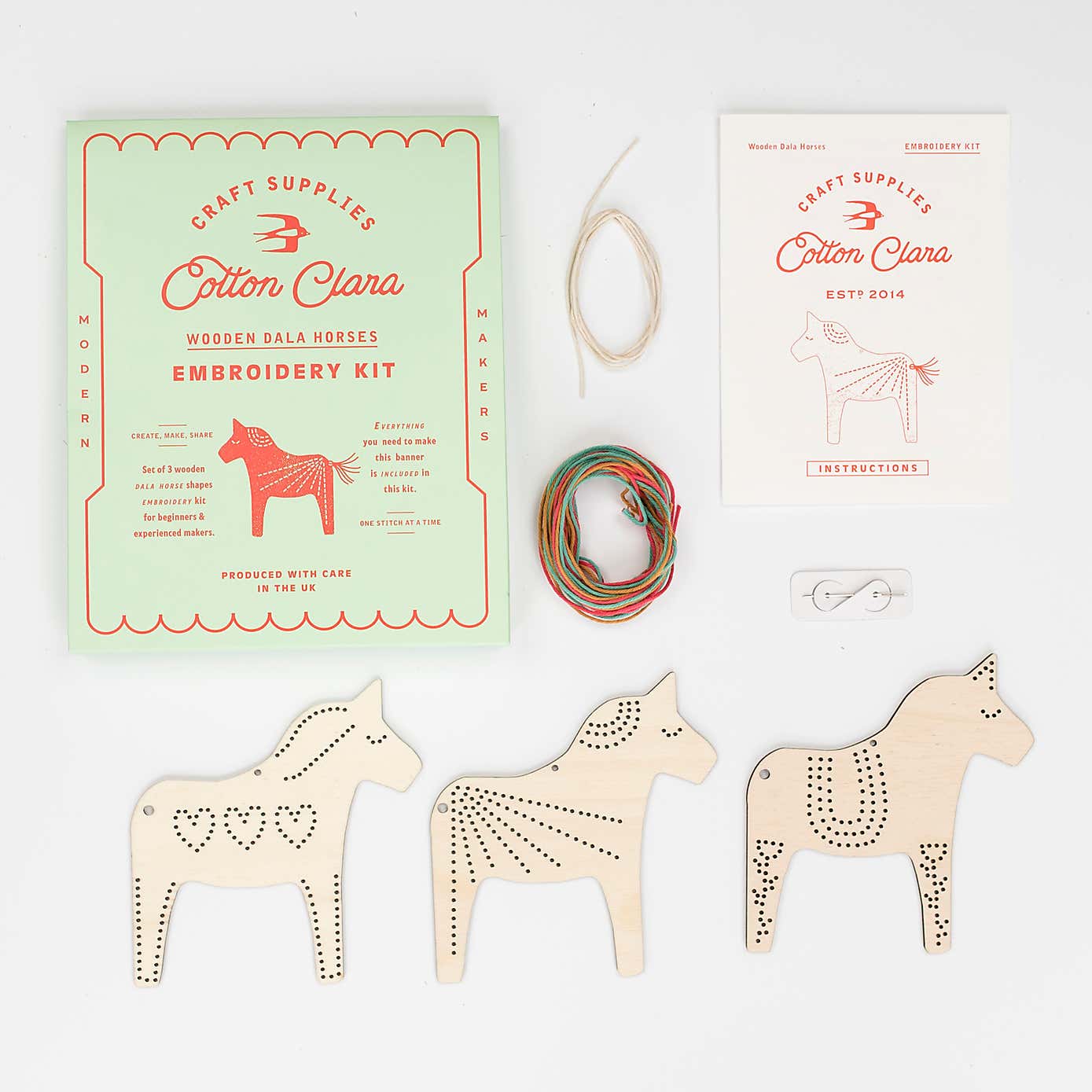 Cotton Clara Dala Horses Embroidery Board Kit