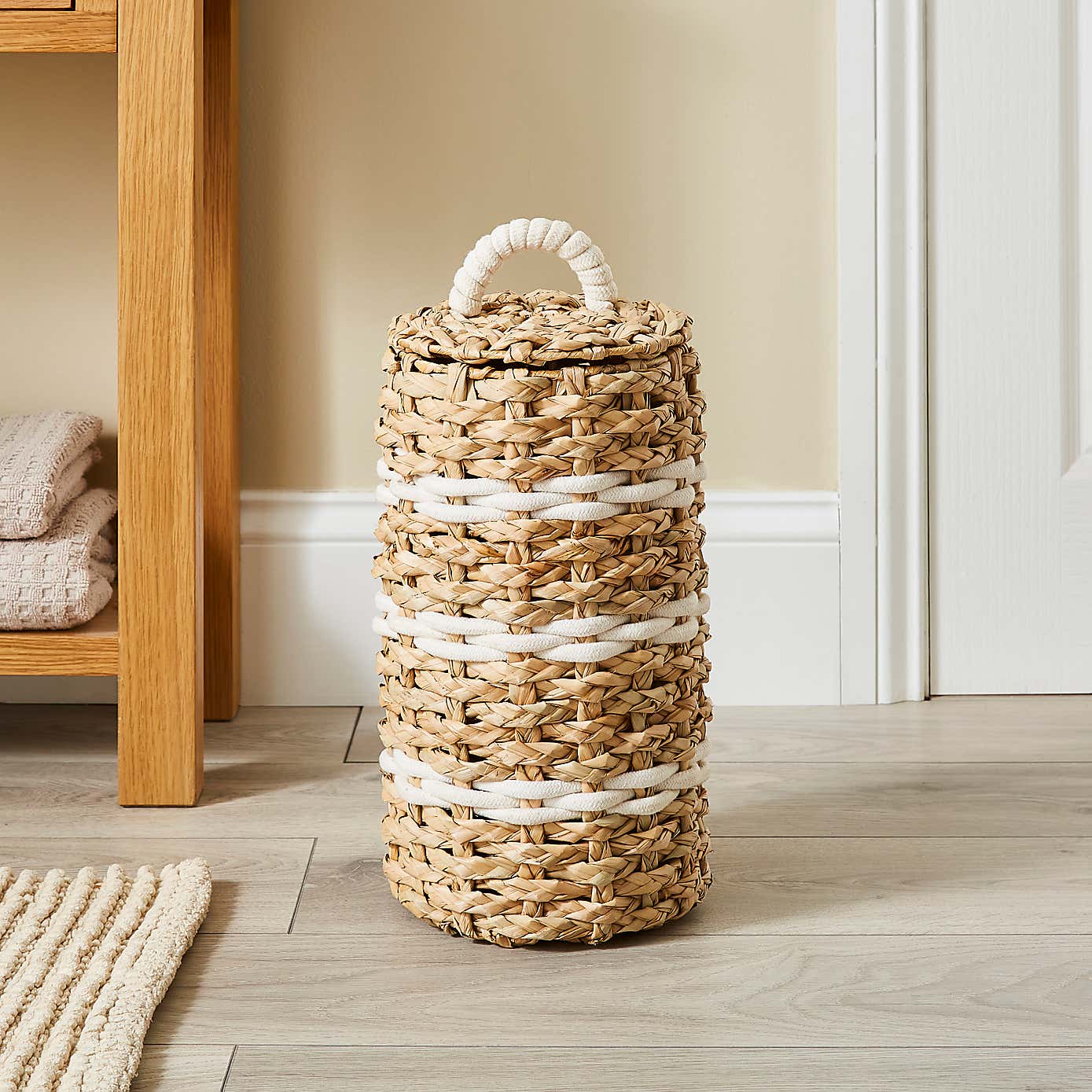 Rope Stripe Toilet Roll Storage Basket