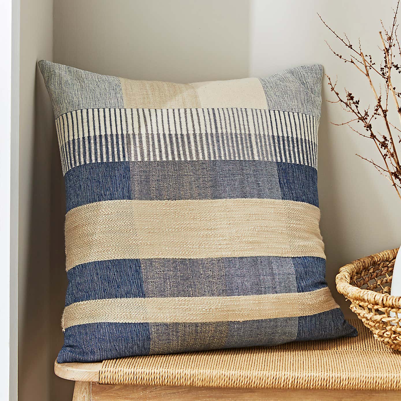 Edited Life Check Cotton Cushion Cover